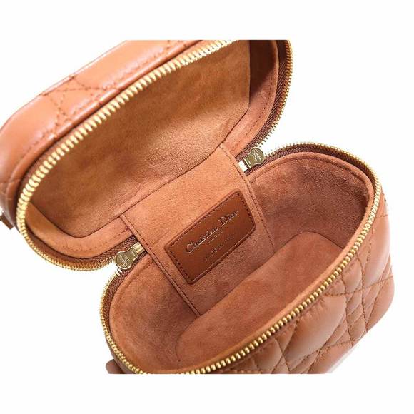 CHRISTIAN DIOR Lady Micro Vanity 2way Hand Shoulder Bag Leather Brown Case - Picture 7 of 10